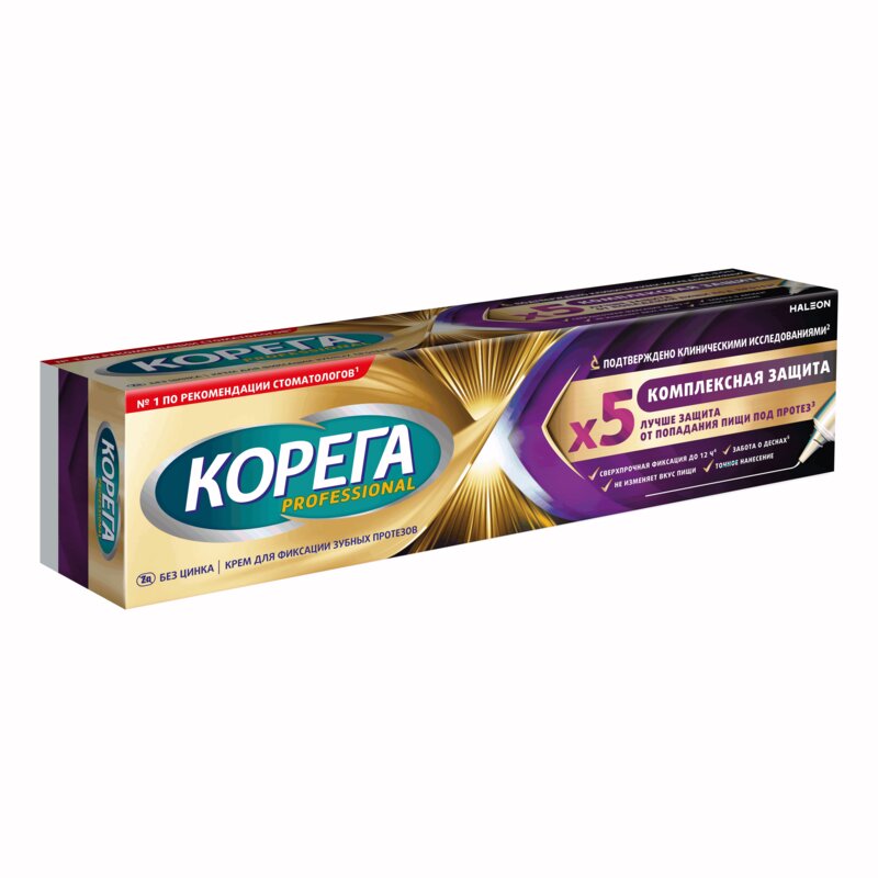 Крем для фиксации зубных протезов Корега Комплексная защита (Максимальная фиксация+прилегание) 40 г