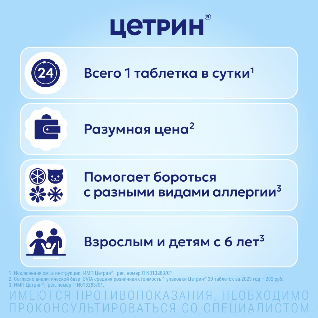 Цетрин таблетки 10 мг 30 шт.