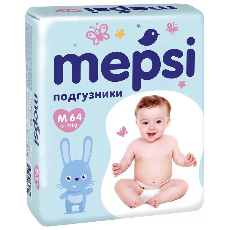 Подгузники Mepsi размер M 6-11кг 64 шт.