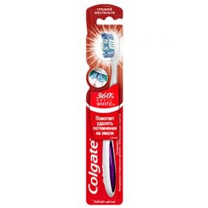 Зубная щетка Colgate 360 Optic White средней жесткости 1 шт.