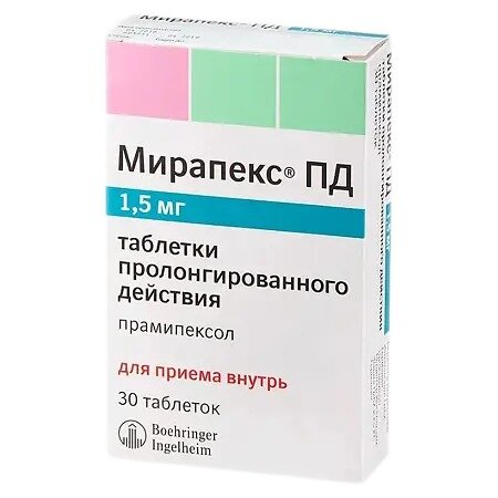 Мирапекс ПД таблетки пролонгированного действия 1,5 мг 30 шт.