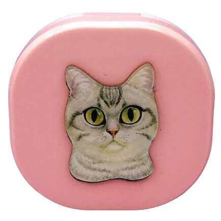Контейнер Podarkovich Purebred Cat Pink-Gray для линз котик квадратный розовый 1 шт.