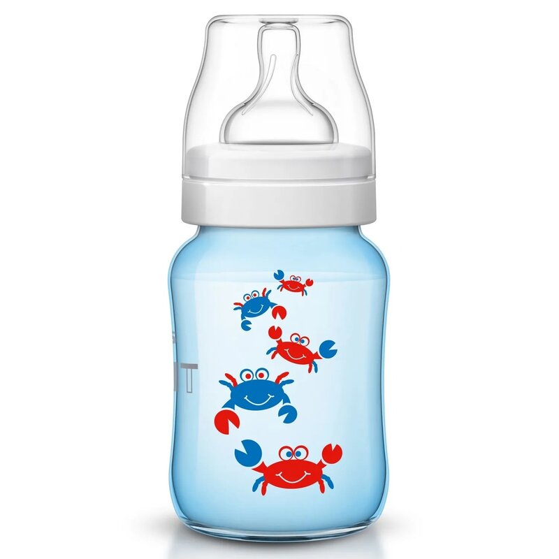 Бутылочка для кормления Авент (Avent) SCF573/14 полипропиленовая голубая Крабы 260 мл шт.