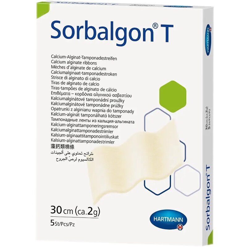 Тампонадная лента Hartmann Sorbalgon из волокон кальция-альгината 30 см 5 шт.