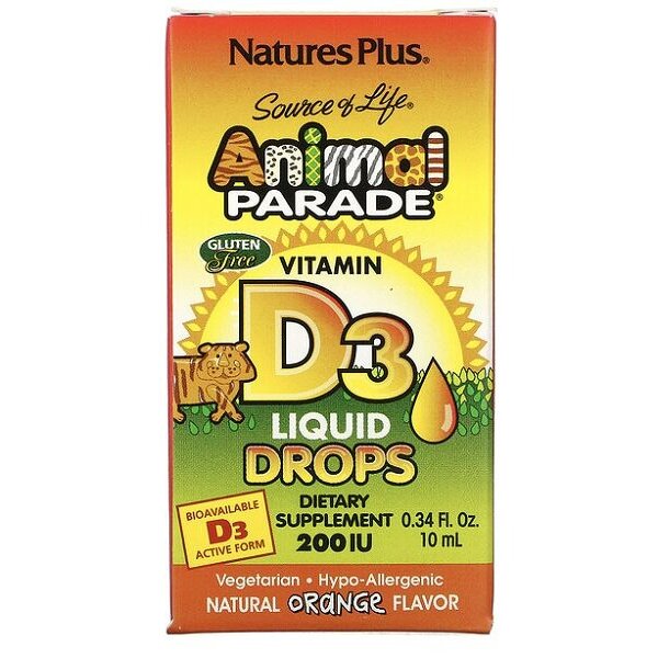 Витамин Д3 для детей апельсин Animal parade капли для приема внутрь 200МЕ 10 мл