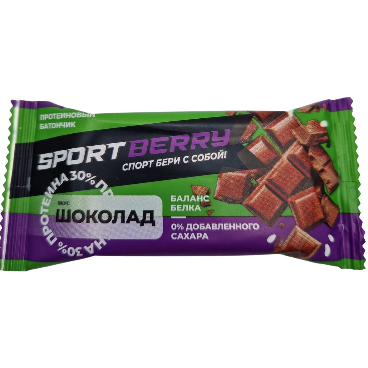 Батончик протеиновый неглазированный Sportberry Шоколадный 40 г