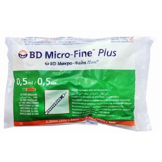Шприц инсулиновый BD micro-fine+ U-100 0,30х8 мм 30G 1 мл 10 шт.