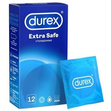 Презервативы Дюрекс (Durex) Extra Safe утолщенные с дополнительной смазкой 12 шт.
