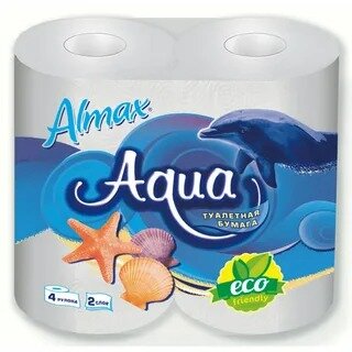 Бумага туалетная двухслойная Aqua "ALMAX" 4 рулона