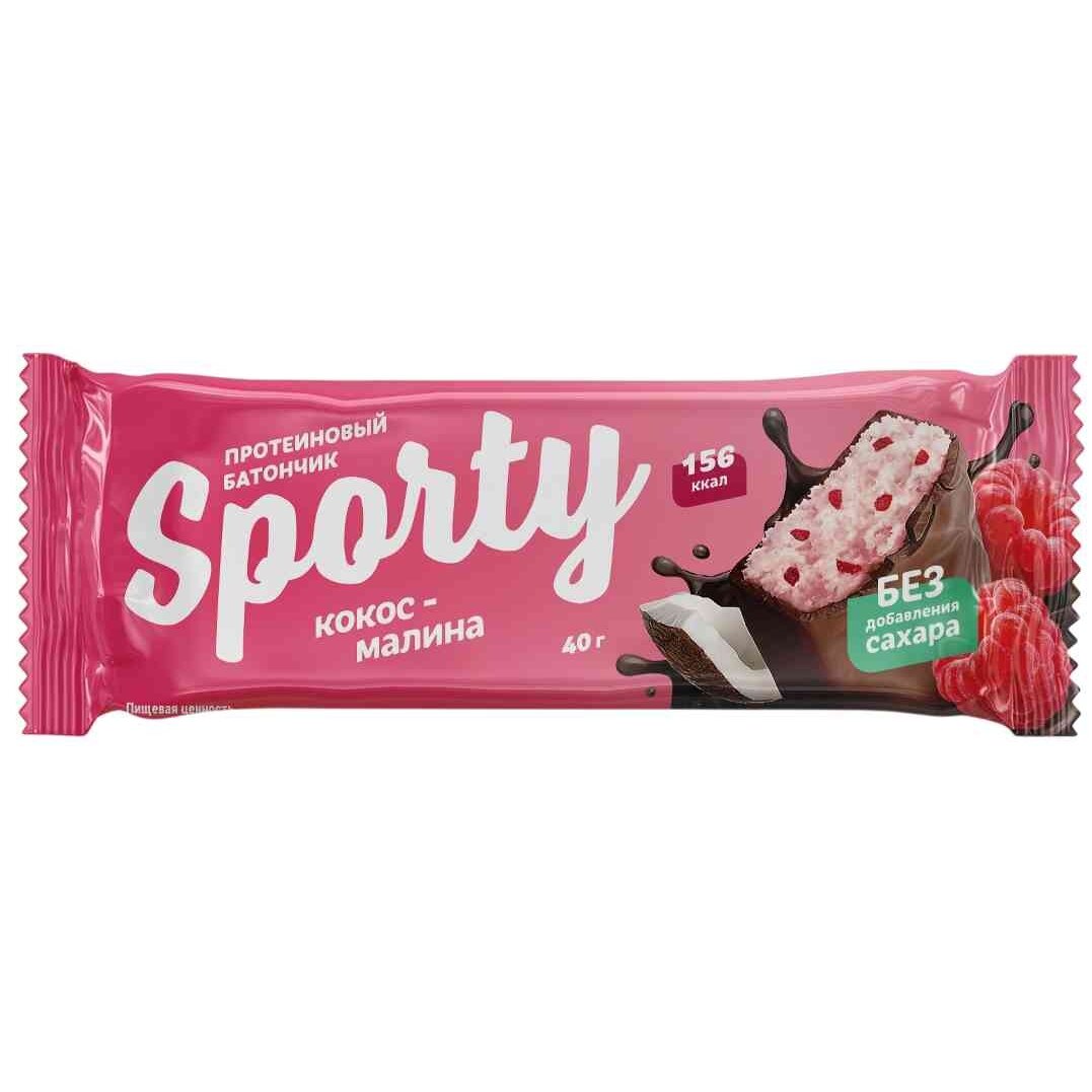 Батончик протеиновый SPORTY (Спорти) глазированный Кокос-малина 40 г