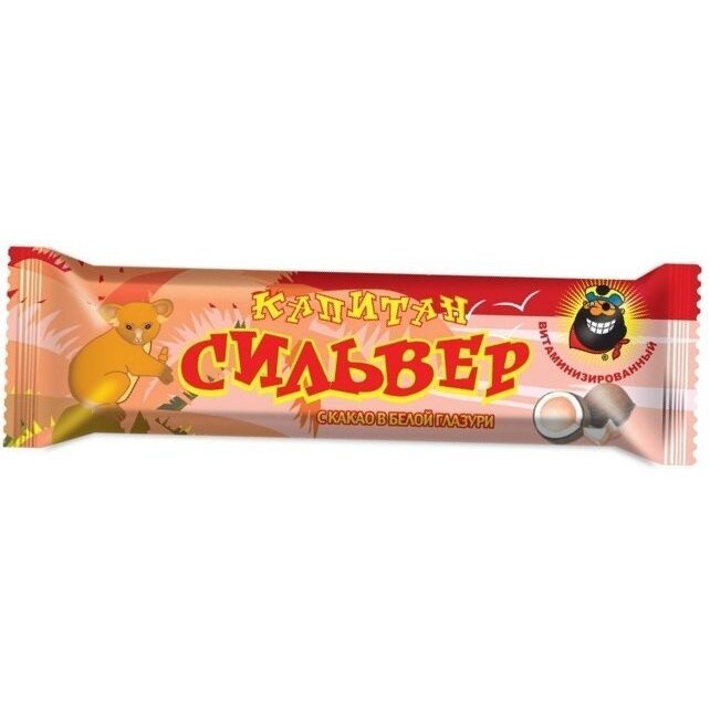 Батончик Капитан Сильвер в белой глазузи с какао 50 г