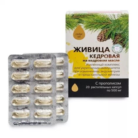 Живица кедровая на кедровом масле с прополисом капсулы 20 шт.