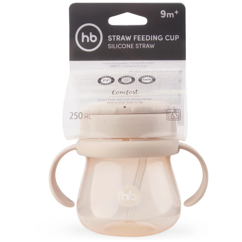 Поильник с трубочкой и ручками молочный Happy Baby/Хэппи Беби 250мл