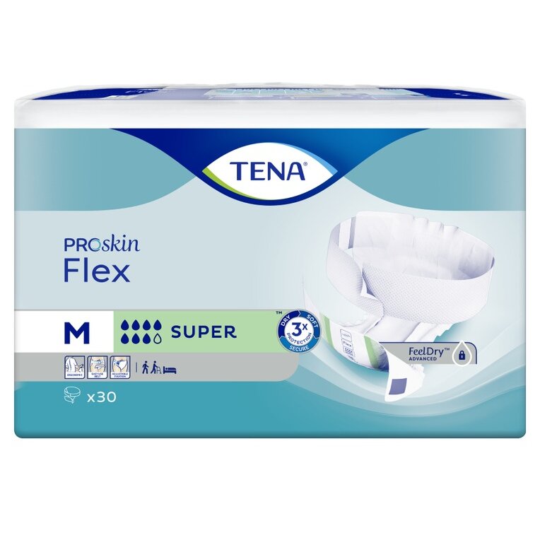 Подгузники поясные дышащие TENA Flex Super М (талия 71-102 см) 30 шт.