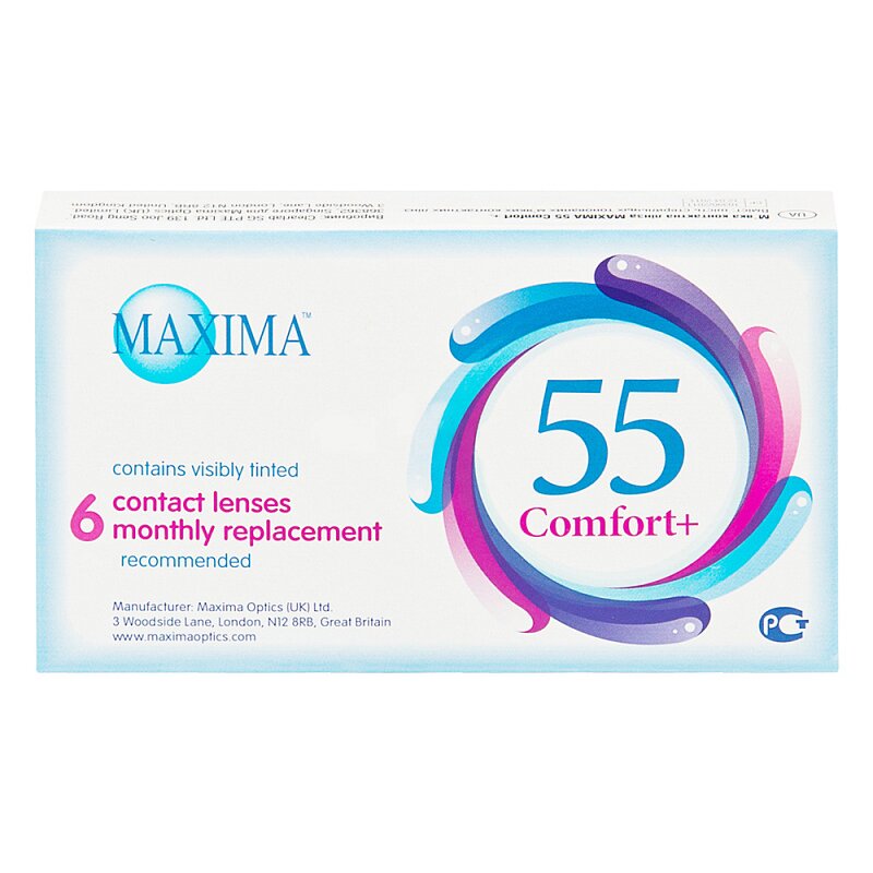 Контактные линзы Maxima 55 comfort+ на месяц -6.00/8.6/14.2 6 шт.