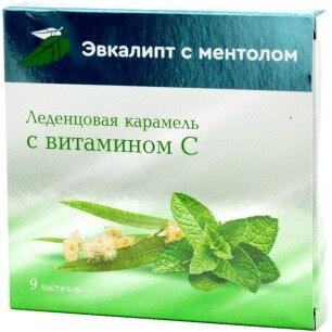 Леденцовая карамель с витамином С эвкалипт/ментол 3 г пастилки 9 шт.