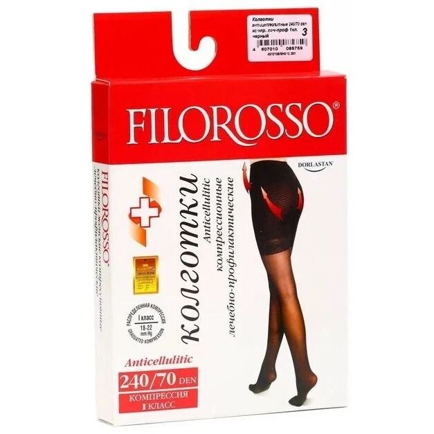Колготки компрессионные Filorosso Anticellulitic размер 5 240/70 ден черный