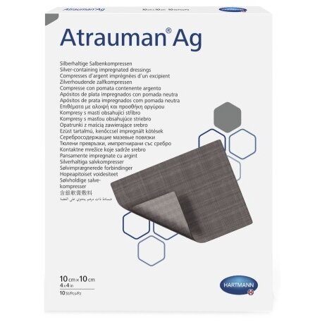 Мазевая повязка Hartmann Atrauman Ag с серебром 10 см x 10 см 3 шт.