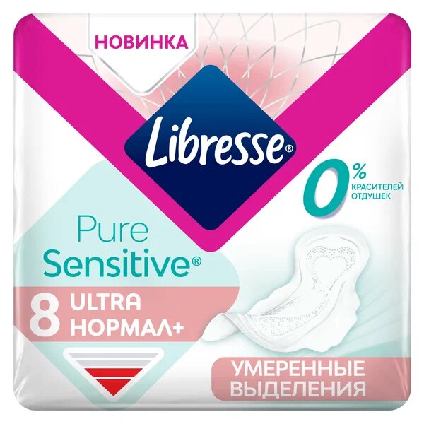 Libresse прокладки ultra pure sensitive нормал с мягкой поверхностью 8 шт.