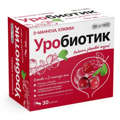 Уробиотик d-манноза Bioforte  с экстрактом клюквы капсулы 500 мг 30 шт