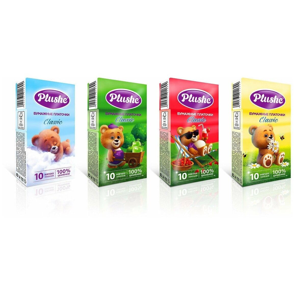 Платочки бумажные Plushe Classic двухслойные 10 шт.