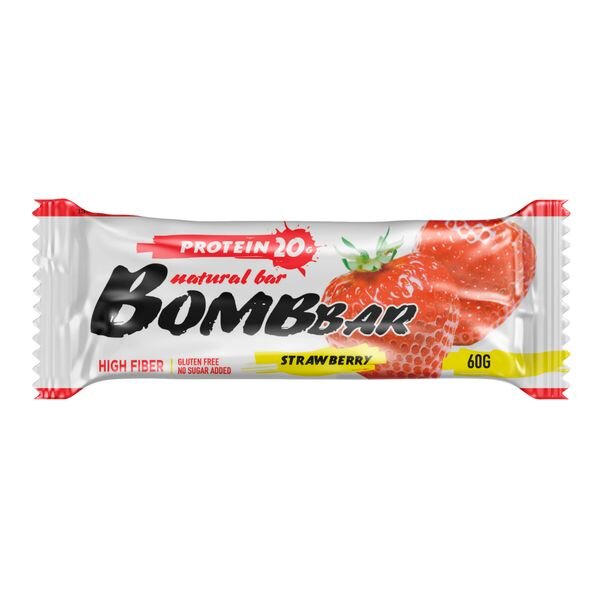 Батончик неглазированный клубника Bombbar 60г