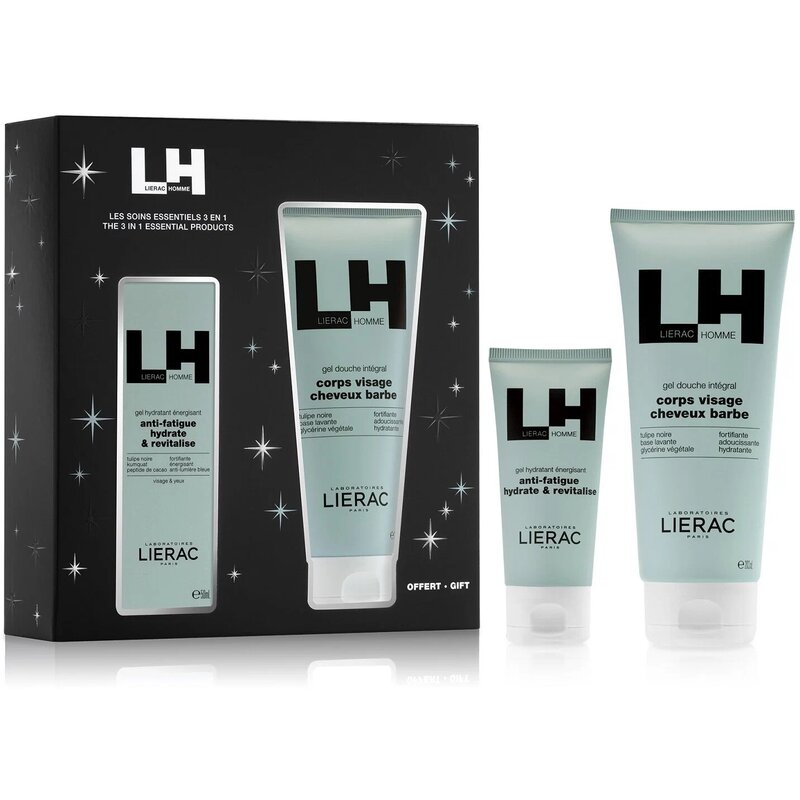 Lierac homme набор: гель мужской для лица, глаз тонизирующий увлажняющий 50 мл +гель мужской для душа волос и тела 200 мл