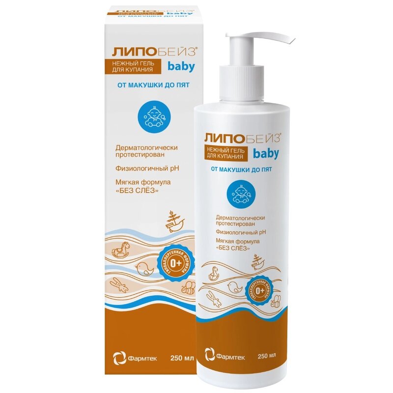 Гель для купания Липобейз Беби от макушки до пят нежный 250 мл
