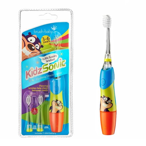 Щетка зубная электрическая звуковая детская 3-6 лет голубая KidzSonic Brush-Baby/Браш-Бэби (BRB070)