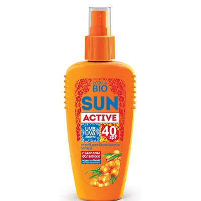 Спрей Биокон ECOLLA-BIO SUN ACTIVE для безопасного загара SPF 40 120 мл флакон