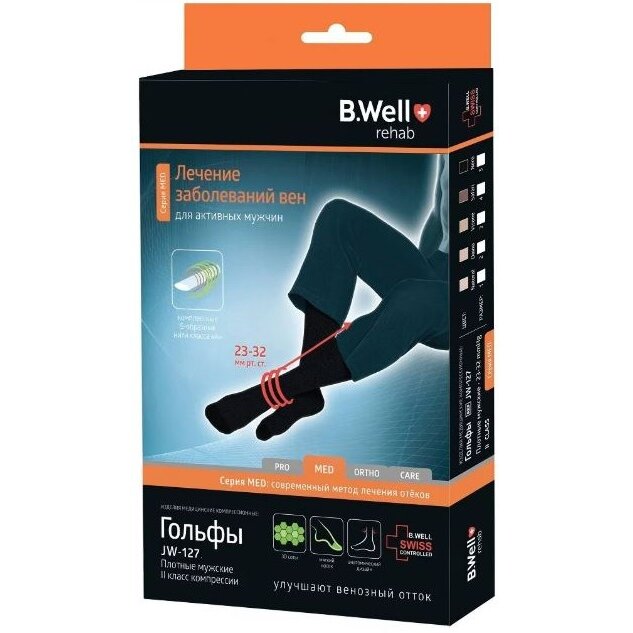 Гольфы компрессионные B.Well Med JW-127 2 класс Nero р.3/M