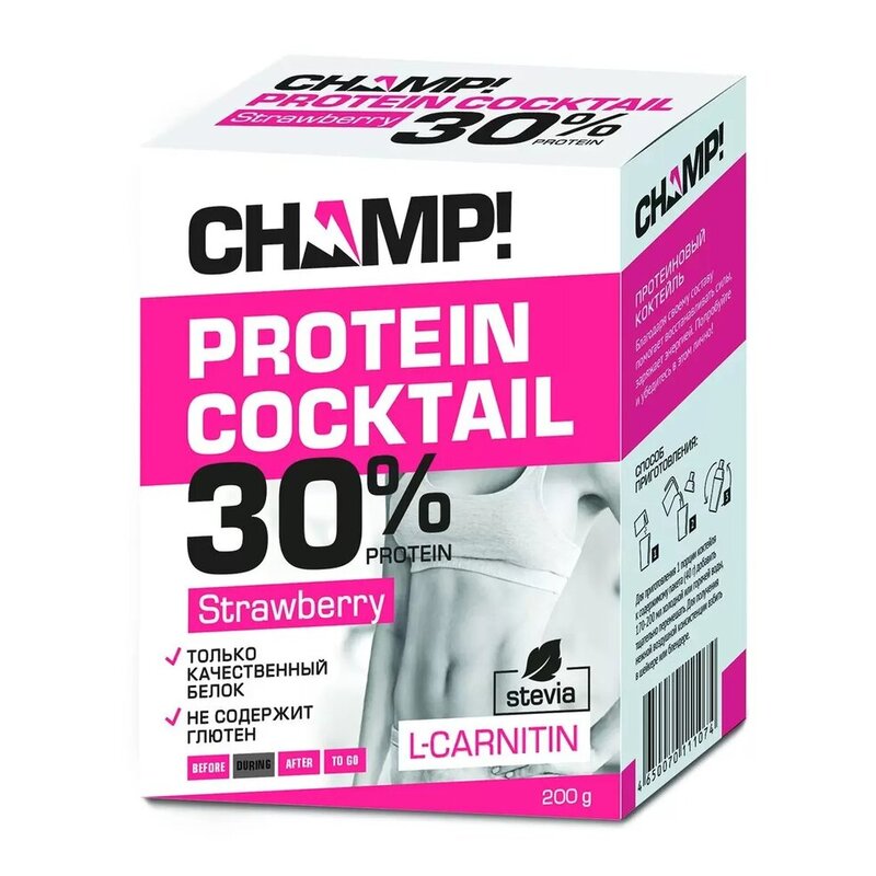 Коктейль протеиновый Champ! клубничный 40г пакеты 5 шт.