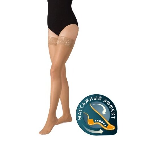 Чулки компрессионные B.Well Pro JW-212 1 класс Natural с ажурным верхом р.4