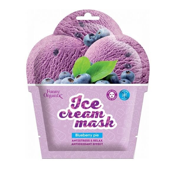 Маска-мороженое тканевая для лица Funny organix blueberry pie охлаждающая прохладный релакс 22 г
