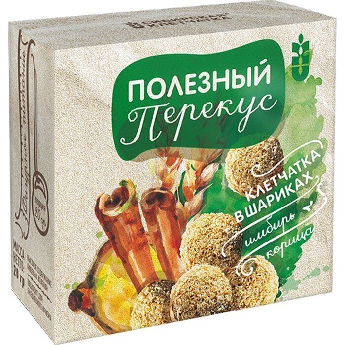 Полезный перекус Сибирская клетчатка шарики имбирь/корица 20 г