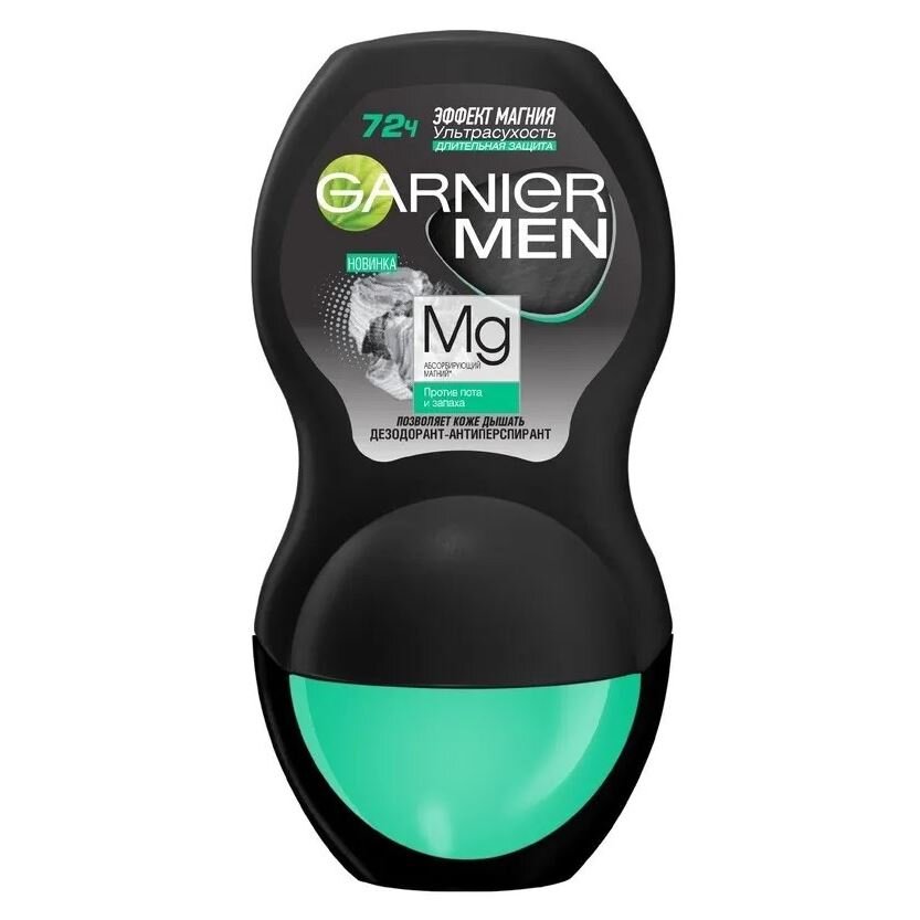 Garnier men дезодорант-ролик антиперспирант мужской ультрасухость эффект магния 50 мл