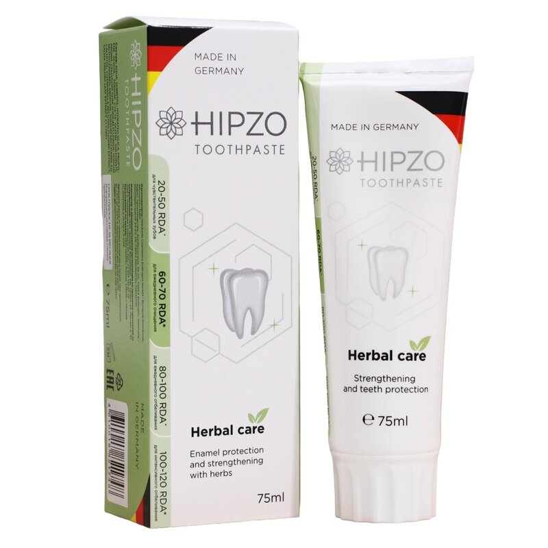 Зубная паста HIPZO Herbal Care защита и укрепление эмали на травяной основе 75 мл