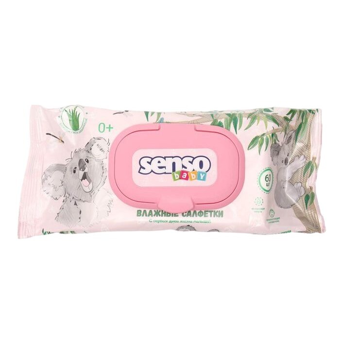 Салфетки влажные Senso Baby Коала для детей 0+ с клапаном 60 шт.