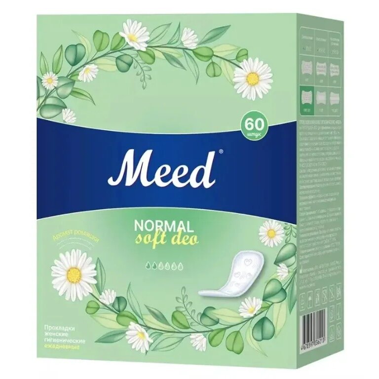 Прокладки ежедневные Meed Normal Soft deo целлюлозные 60 шт.