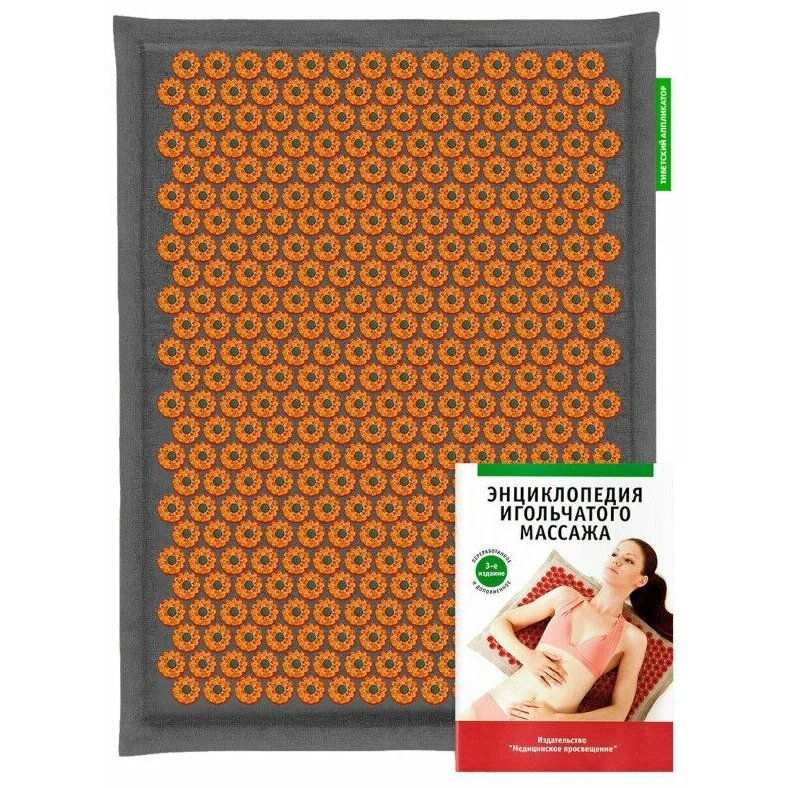 Иппликатор тибетский массажер медиц. магнитный на мягкой подложке на черном льне желтый 41х60м комфорт