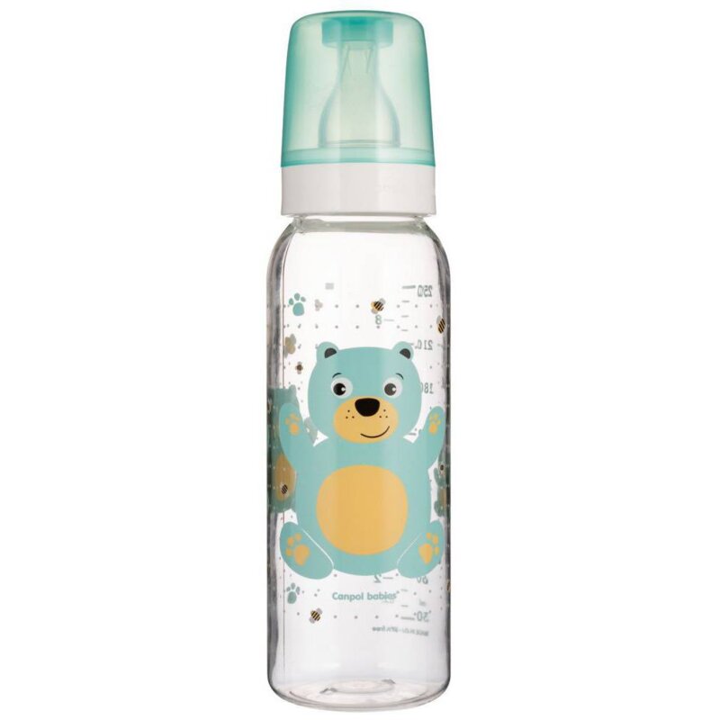 Бутылочка Canpol babies 12 месяцев + тритановая с силиконовой соской бирюзовый мишка 250 мл