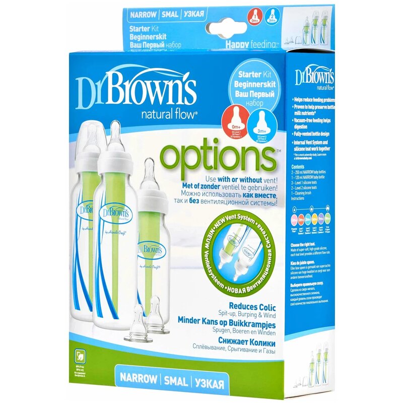 Набор бутылочек антиколиковых Dr. Brown's с узким горлышком от 3-х мес 5 предметов