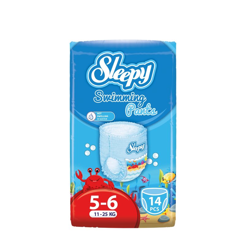 Подгузники-трусики детские для плавания Sleepy Swimming р.5-6 (11-25кг) 14 шт.