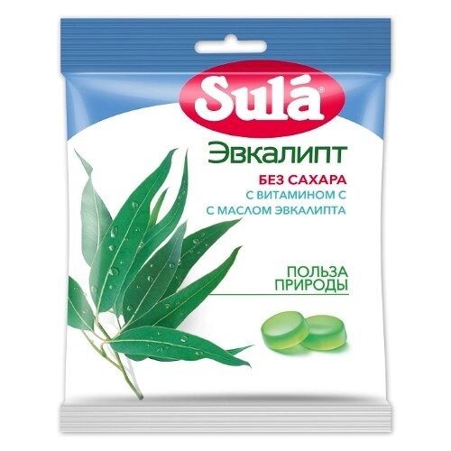 Леденцы Sula Эвкалипт без сахара с витамином С 60 г 1 шт.