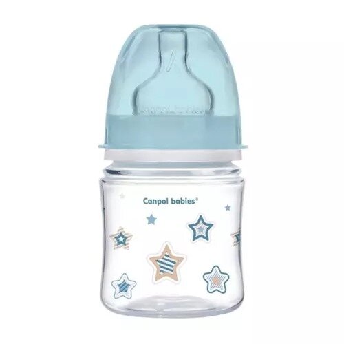 Бутылочка Canpol PP EasyStart Newborn baby с широким горлышком антиколиковая 3+ голубой 120 мл 1 шт.