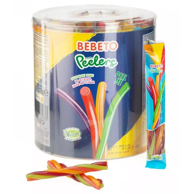 Мармелад жевательный Bebeto PEELERS TUBS пластиковая банка 18 г 50 шт.