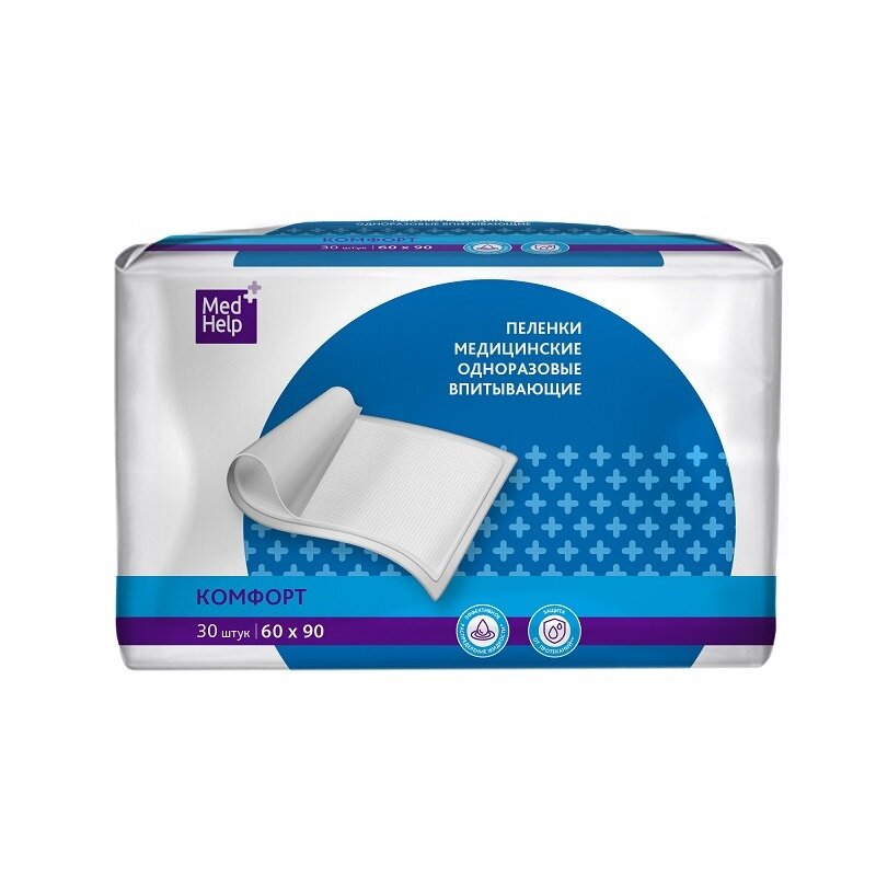 Пеленки впитывающие MedHelp комфорт одноразовые для взрослых 60х90 см 30 шт