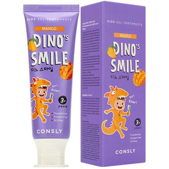 Зубная паста гелевая детская Consly dino`s smile c ксилитом и вкусом манго 60 г