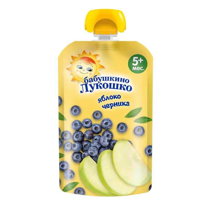 Пюре Бабушкино Лукошко яблоко-черника с 5 мес. 90 г