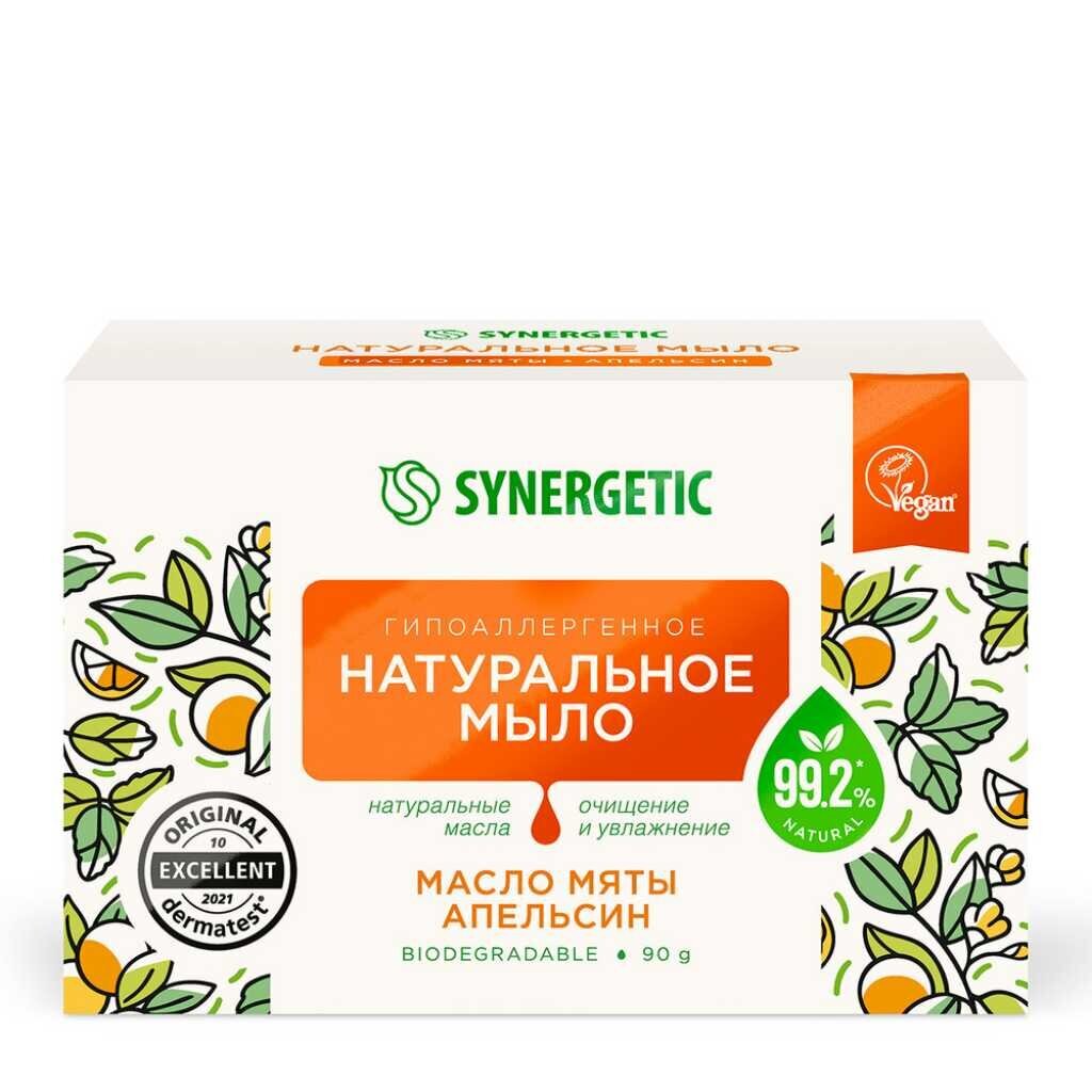 Мыло SYNERGETIC натуральное туалетное масло мяты и апельсин 90 г x1